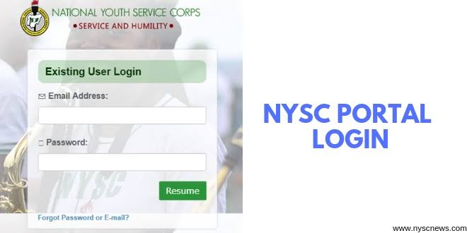 NYSC Existing User Login Portal